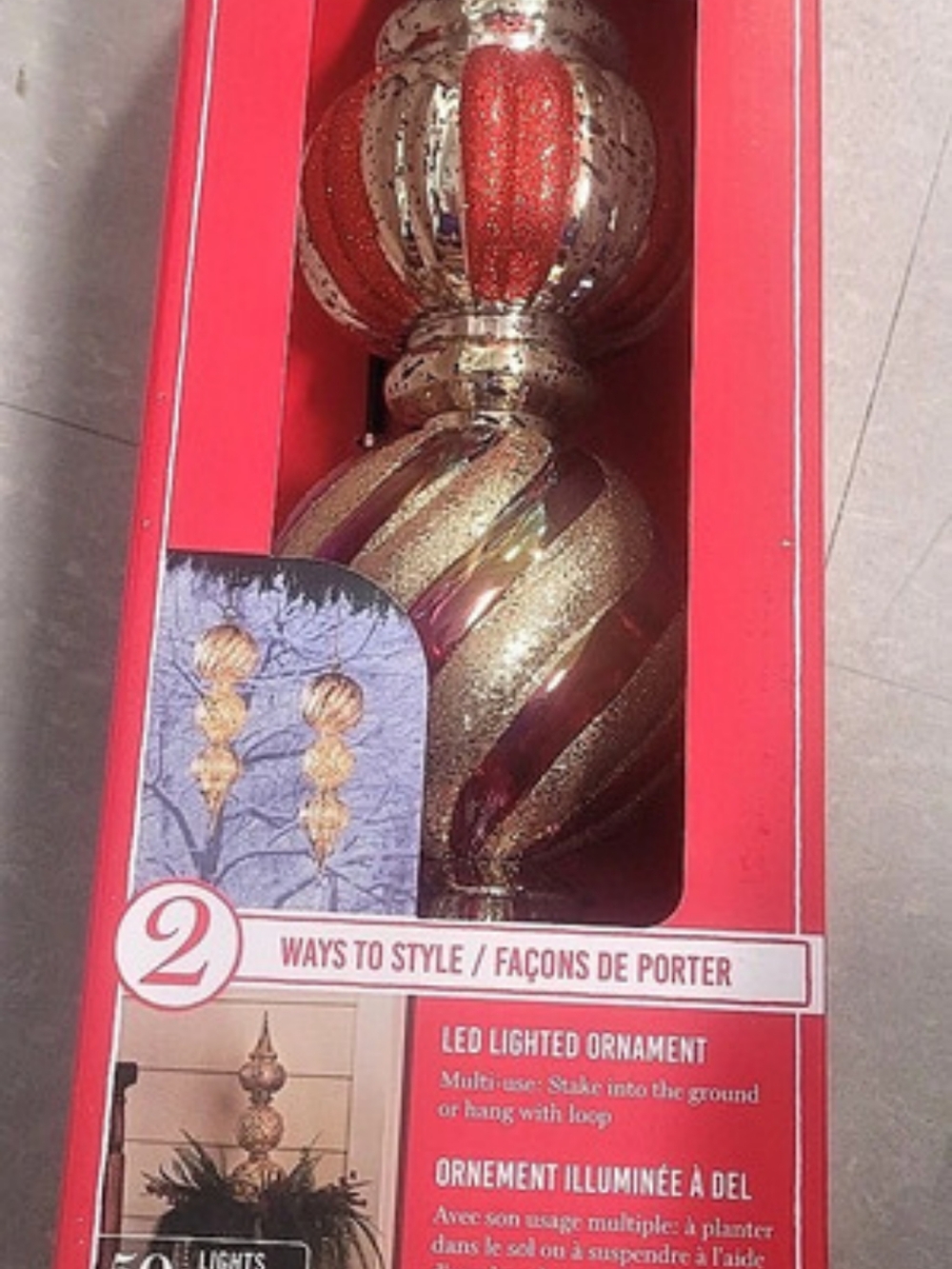 Kurt Adler Lighted Ornament Red & Gold 50 Lights NWT